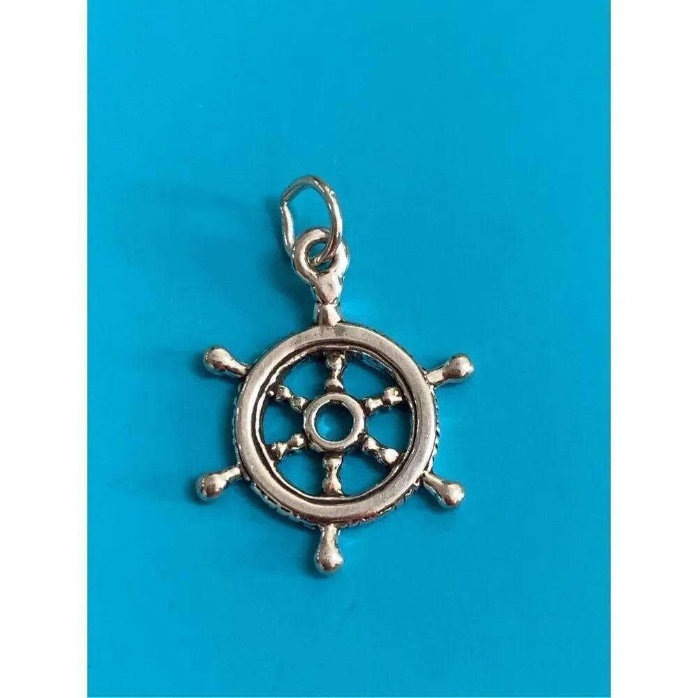Ship Wheel Vintage Sterling Silver Jewelry Charm #boat #water